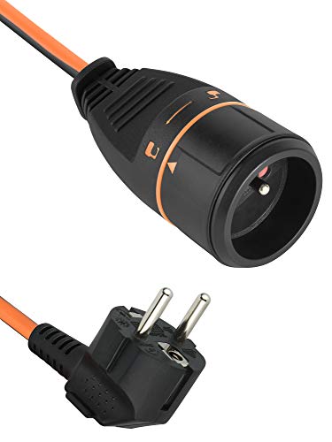 Electraline 57035A - Alargador alargador (10 m, 3 x 1,5 mm, hembra), color negro y naranja