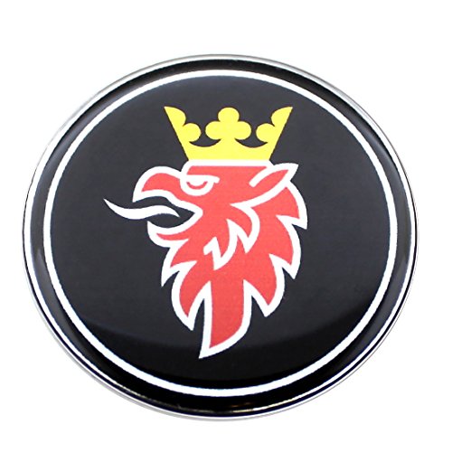 Emblema 3D de Griffin SAAB de cromo para capó de 50 mm con diseño de griffin negro