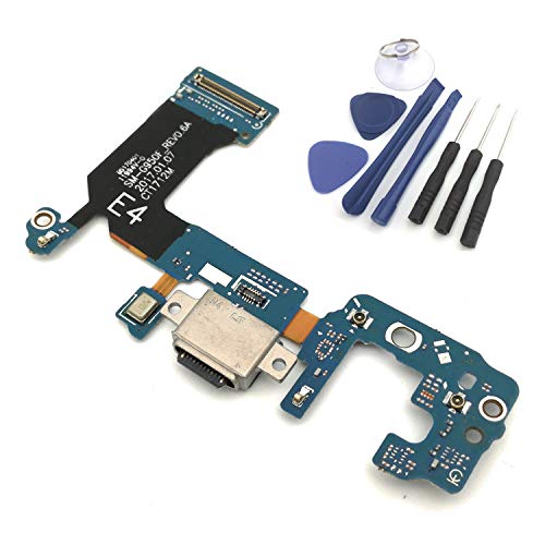 enoaFIX Conector de base compatible con Samsung Galaxy S8 SM-G950F, conector de carga, micro USB, cable flexible con micrófono y antena + juego de herramientas.