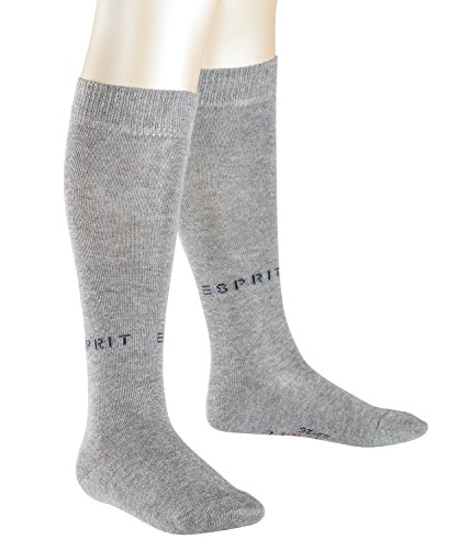Esprit Foot Logo Knee-hights 2p Calcetines, Niños, Gris (Light Grey 3390), 5-6 años (Talla del Fabricante: 27-30)