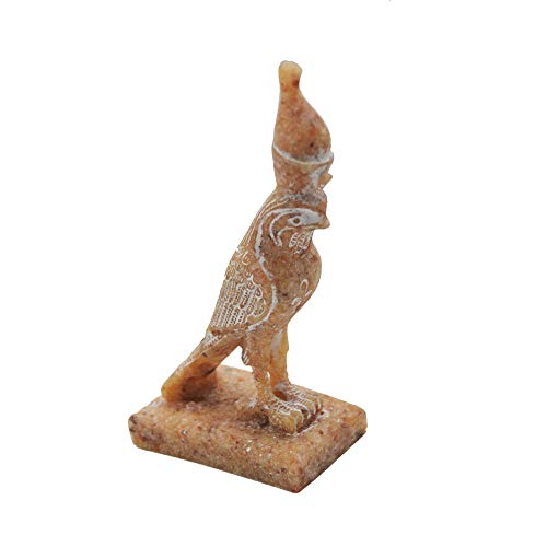 Estatua de Horus Halcón Dios de la Fuerza y protección, Hecho de Granito a Mano en Egipto Mide Alto 15 cm, Fondo 9 cm y Ancho 5,5 cm Aproximadamente