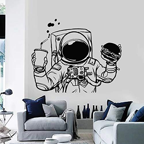 Etiqueta de la pared astronauta hamburguesa espacial bebida comida rápida vinilo etiqueta de la ventana niño niño dormitorio vivero creativo mural 42 * 34 cm