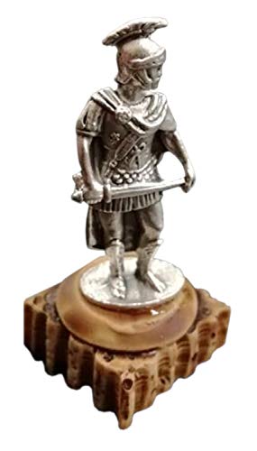 Eurofusioni Centurión Romano Figura - Antiguo Legionario Miniatura de coleccionista chapada de Plata con Base de Resina Pintada a Mano - Soldado de la Antigua Roma Estatuilla h 5,2 cm