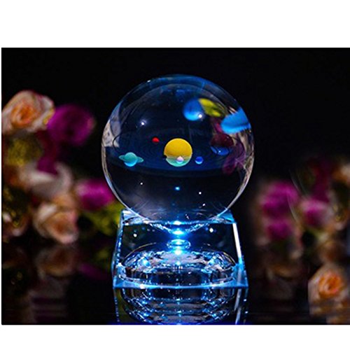 Excerando Solar Sistema Bola Cristal - Bola de cristall con la Base de la lámpara del LED, Claro 80mm Cristal Solar Sistema para decoración del hogar,Decoracion Oficina Excerando Solar Sistema Bola Cristal - Bola de cristall con la Base de la lámpara del LED, Claro 80mm Cristal Solar Sistema para decoración del hogar,Decoracion Oficina