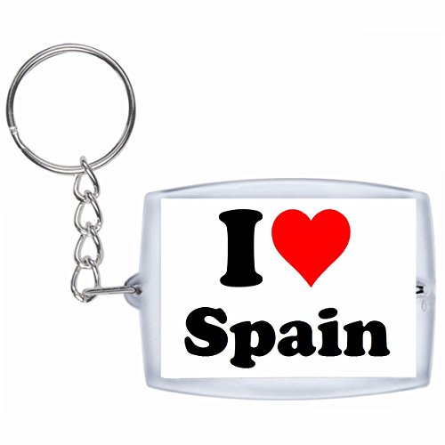 EXCLUSIVO: Llavero "I Love Spain" en Blanco, una gran idea para un regalo para su pareja, familiares y muchos más! - socios remolques, encantos encantos mochila, bolso, encantos del amor, te, amigos, amantes del amor, accesorio, Amo, Made in Germany.