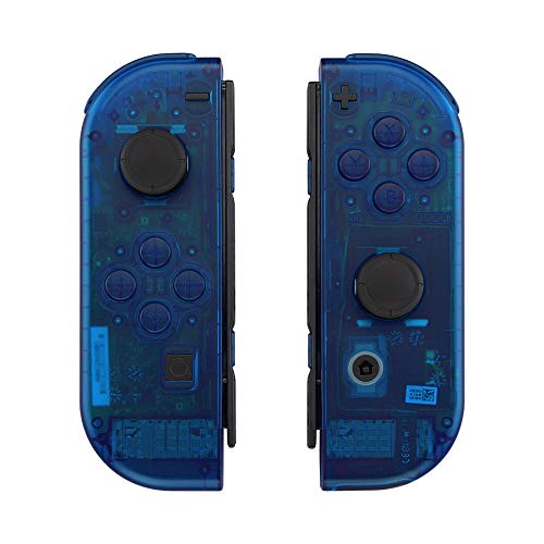 eXtremeRate Carcasa Transparente para Joy-con de Nintendo Switch, Funda de Agarre de reemplazo Joycon Shell con Botón Completo para Nintendo Switch No Incluye la Carcasa de la Consola (Azul)