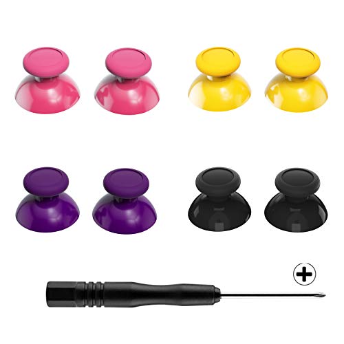 eXtremeRate Recambios de Joysticks para Nintendo Switch Pro Joystick Analógico 3D Thumbsticks Palanca de Reemplazo con Destornillador para Control de Nintendo Switch Pro(Amarillo&Violete&Rosa&Negro)