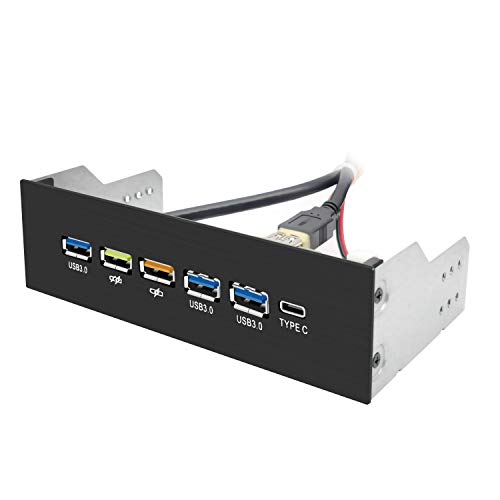 EZDIY-FAB USB 3.0 HUB 5.25 Panel Frontal Interno de Metal Cepillado y 1 Puerto Tipo C/ 3 Puertos USB 3.0 con Puerto de Carga rápida QC3.0 de 18 W. EZDIY-FAB USB 3.0 HUB 5.25 Panel Frontal Interno de Metal Cepillado y 1 Puerto Tipo C/ 3 Puertos USB 3.0 con Puerto de Carga rápida QC3.0 de 18 W.