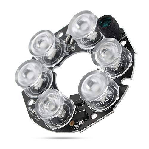 FEIYI Otro módulo de la junta IR LED de Luz de Infrarrojo de la Junta para la Cámara CCTV de Visión Nocturna 30-40M 6*Array LED Blanco 2.5W DC12V