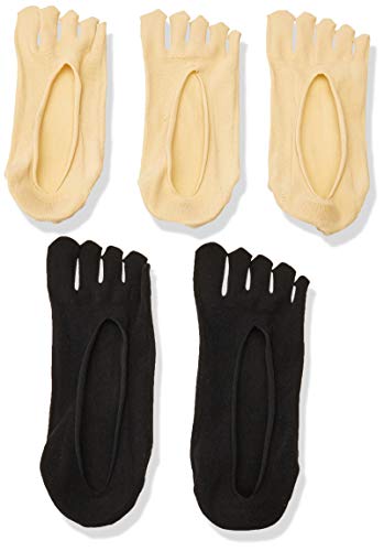 Fengyuan Calcetines toe, Byinwin 5 pares Mujeres cinco calcetines No Show calcetines forro de algodón, Forro ultra bajo corte microfibra con etiqueta gel