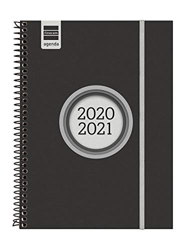 Finocam - Agenda Curso 2020-2021 E10, 155 x 212 Semana Vista Apaisada Espir Label, Negro, Español
