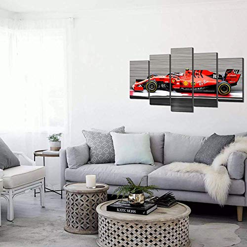 FJNS Impresión Lienzo Arte de la Pared 5 Paneles F1 Racing Car de Ferrari Arte de la Pared Obra para Decoraciones del hogar Decoraciones de Pared enmarcadas (Opcional),A,20×35×220×45×220×55×1