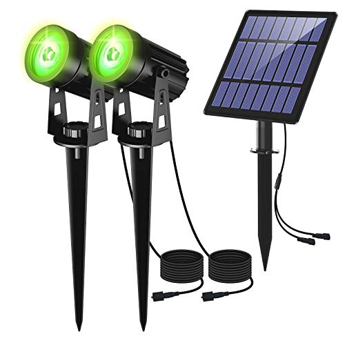 Foco solar LED, Lámparas verdes de jardín de seguridad para exteriores, IP65 a prueba de agua, Encendido/apagado automático, Luz de suelo para cerca de césped de jardín de jardín, Paquete de 2