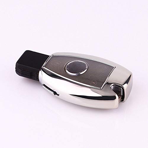 Funda protectora para llave de coche, TPU suave para llave de coche, compatible con Mercedes Benz Clase C W205 GLC GLA, accesorio de estilo de coche, llavero de protección, plateado Funda protectora para llave de coche, TPU suave para llave de coche, compatible con Mercedes Benz Clase C W205 GLC GLA, accesorio de estilo de coche, llavero de protección, plateado