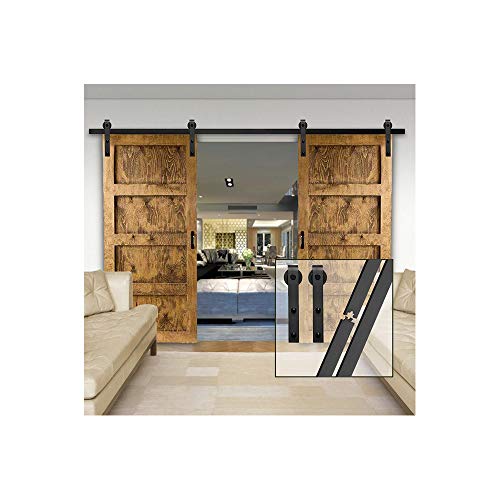 GIFSIN 10FT/305cm Herraje para Puerta Corredera Kit de Accesorios para Puertas Correderas,Negro J-Forma