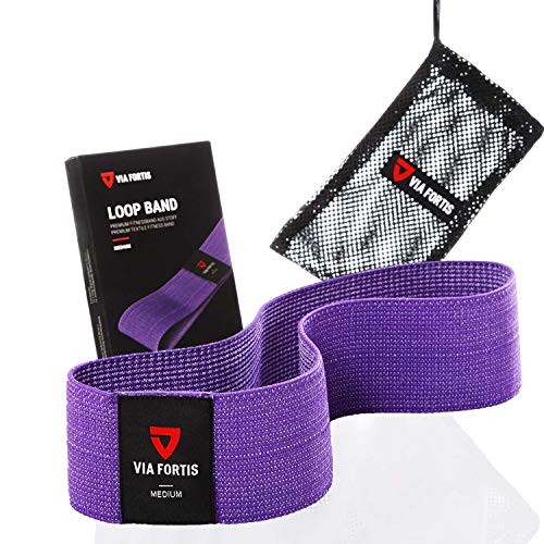 Gomas elasticas fitness de VIA FORTIS – Bandas elasticas musculacion hecho de material textil que no daña la piel - con el plan de entrenamiento y la bolsa - disponible como conjunto