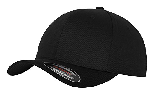 Gorra de béisbol Flexfit Wooly Combed de 6 paneles, unisex, para adultos y niños, unisex, 6277, negro/negro, xx-large