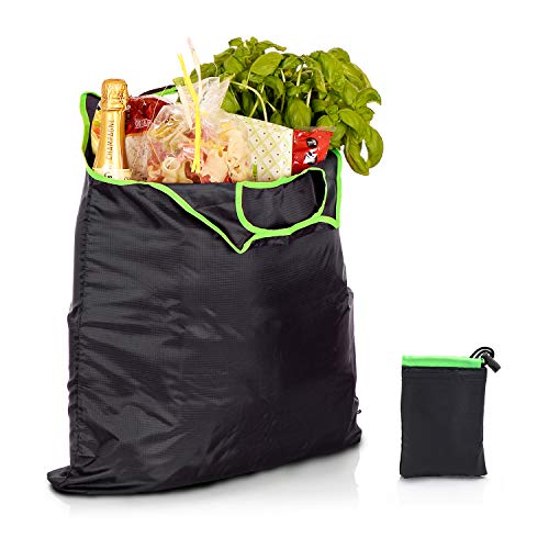gripONE XXL Shopper Green - Bolsa de la compra plegable de seda de paracaídas resistente e impermeable, incluye mini bolsa para guardar