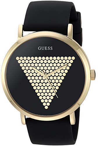 GUESS Men's Quartz Stainless Steel and Silicone Watch, Color:Black (Model: U1161G1)