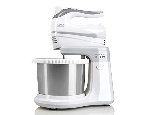 HAEGER MAX Mixer Pro - Batidora Amasadora con Bol, 500W, Bol Auto-Giratorio INOX, 2L, 2 Pares de Varillas para Batir y Amasar de 20cm HAEGER MAX Mixer Pro - Batidora Amasadora con Bol, 500W, Bol Auto-Giratorio INOX, 2L, 2 Pares de Varillas para Batir y Amasar de 20cm