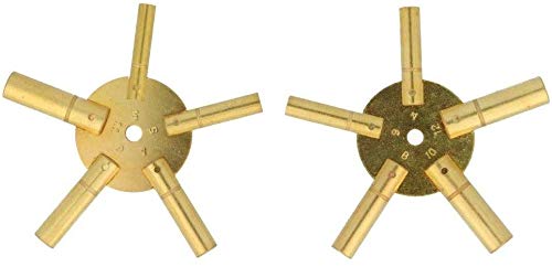 Harts Juego de 2 llaves de cuerda de reloj de latón con diseño de estrella de araña