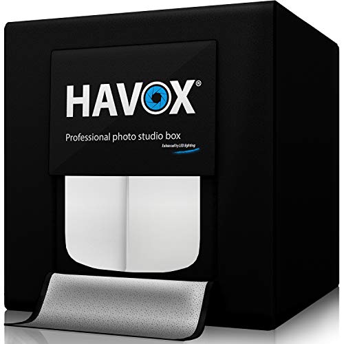 HAVOX - Foto Estudio HPB-80D - Dimensión 80x80x80cm - Iluminación Regulable LED Luz de Día 5500k - 13,000 lúmenes - CRI 93 - CREA Tus Fotos comerciales para tu Comercio electrónico