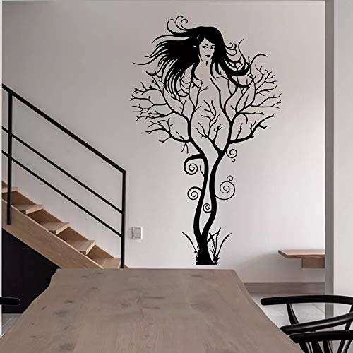 Hermoso árbol mujeres etiqueta de la pared de vinilo conserva el aspecto de decoración del hogar