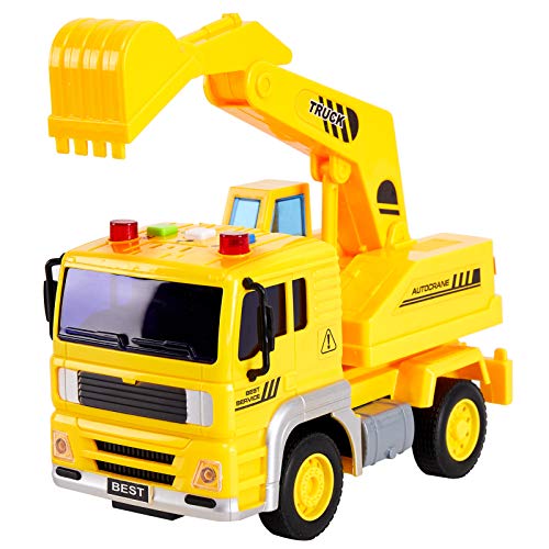 HERSITY Camiones Excavadora de Juguetes Coches de Friccion Vehículos de Construcción Juguetes con Luces y Sonidos Regalos para Niños 3 4 5 Años