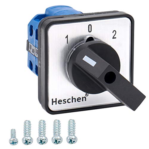 Heschen Interruptor de cambio universal de selector de leva giratorio SZW26-20/D202.2 660V 20A ON-OFF-ON 3 Posiciones 2 Fase 8 Terminales CE