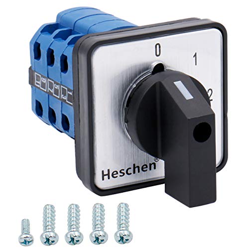 Heschen Interruptor selector de levas giratorio universal LW28-20/0123.3 660V 20A 4 posiciones 3 Fase 12 Terminales CE