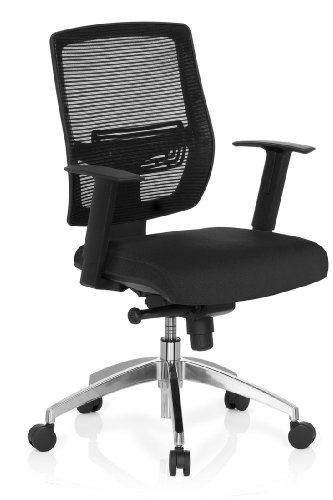 hjh OFFICE 657284 silla de oficina NET 90 malla / tela negro silla giratoria con brazos soporte lumbar