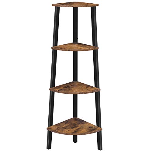 HOOBRO Estantería de Esquina, Estantería con 4 Estantes para Libros, Plantas, Almacenamiento con Forma de A de Estilo Industrial, Madera y Estructura Metálica Negra, Marrón Rústico EBF41CJ01 HOOBRO Estantería de Esquina, Estantería con 4 Estantes para Libros, Plantas, Almacenamiento con Forma de A de Estilo Industrial, Madera y Estructura Metálica Negra, Marrón Rústico EBF41CJ01