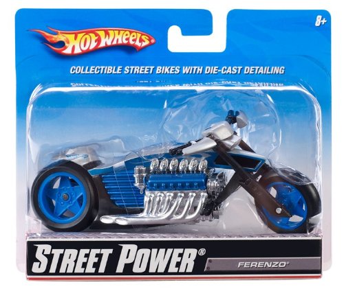 Hot Wheels Mattel R1089 Street Power Rollin Ferenzo - Moto en Miniatura (Escala 1:18), Color Gris y Azul