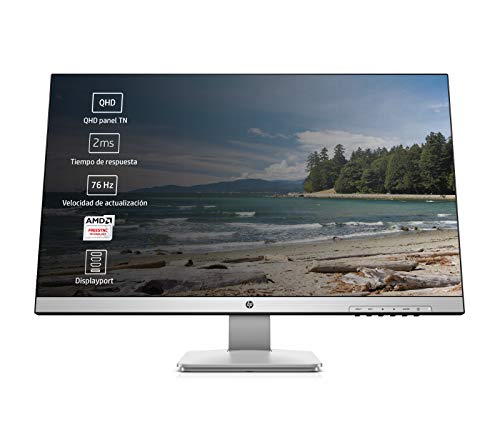 HP 27q - Monitor de 27" QHD (2560x1440, LED, 16:9, HDMI 1.4 x1, DisplayPort 1.2 x1, VGA, 60 Hz, 2ms, Antireflejo, Low Blue light, Ajustable), Negro y blanco HP 27q - Monitor de 27" QHD (2560x1440, LED, 16:9, HDMI 1.4 x1, DisplayPort 1.2 x1, VGA, 60 Hz, 2ms, Antireflejo, Low Blue light, Ajustable), Negro y blanco