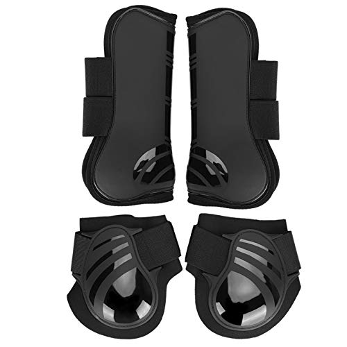 Ichiias Bota de Caballo, PU Shell Horse Leg Boots, para Caballos ecuestres Hipódromo de Jinetes de amortiguación(Black, Medium)