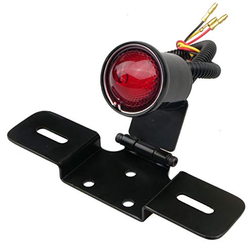 IGUANA CUSTOM - Piloto trasero para moto RETRO STYLE negro con luz de freno, de posición y luz de matricula - Homologado E-MARK - Con soporte para matricula ajustable. cafe racer, bobber, chopper IGUANA CUSTOM - Piloto trasero para moto RETRO STYLE negro con luz de freno, de posición y luz de matricula - Homologado E-MARK - Con soporte para matricula ajustable. cafe racer, bobber, chopper