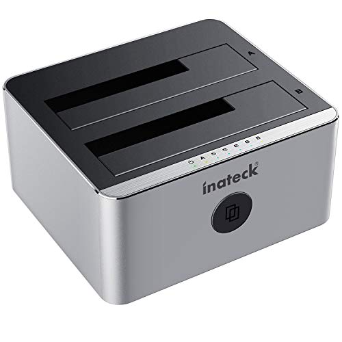 Inateck Aluminio USB 3.0 a SATA 2-Bay USB 3.0 Docking Station Bases de conexión Clon Offline para Discos Duros de 2,5" y 3,5" HDD SSD SATA I/II/III. Soporta 2X 10TB,UASP,FD2102