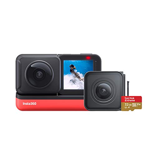 Insta360 One R Twin Edition Paquete de Tarjetas de Memoria - Cámara de acción 4K y cámara 360 5.7K con Lentes Intercambiables, estabilización, IPX8 Impermeable, Pantalla táctil, edición de IA