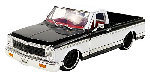 Jada Toys – Cheyenne Pick Up 1972 Chevrolet, 99046bk/W, Negro/Blanco, en Miniatura (Escala 1/24