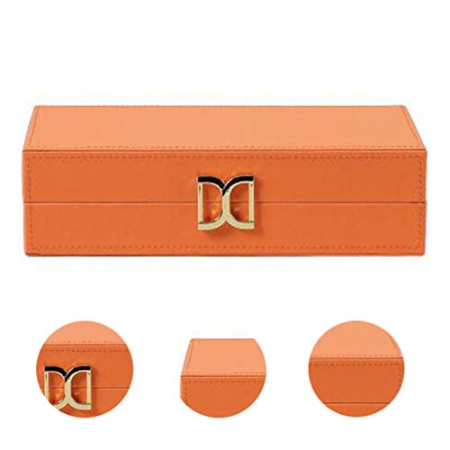 Jewelry Box Accesorios Caja de Almacenamiento de Cuero sólida Caja de joyería Simple con Caja de Almacenamiento Caja Decorativa decoración luz joyero (Color : Orange, Size : 26 * 15 * 8cm)