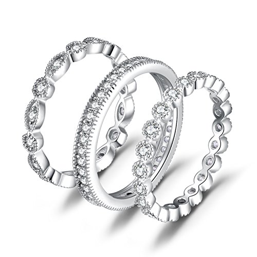 JewelryPalace Anillo elegante de boda adornado Circonita en plata de ley 925