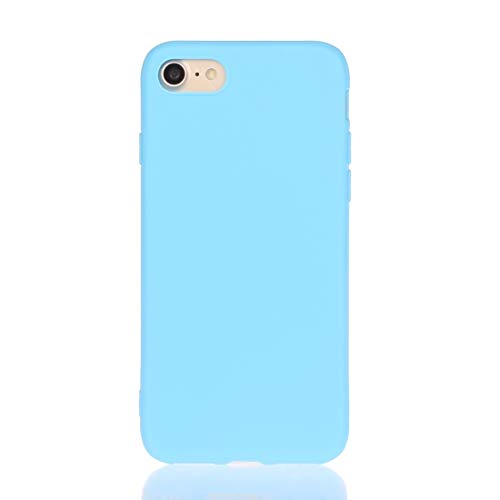 JIAHENG Caja del teléfono For iPhone SE 2020 Sólidos la Carcasa Color del teléfono de TPU Esmerilado Cubierta de Cuero (Color : Skay Blue)