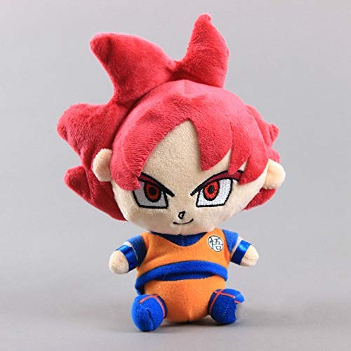 JMHomeDecor Peluche 20Cm Anime Dragon Ball Z Red Super Saiyan God Goku Peluche Muñeca Figura Colección Muñecas Niños Niños Regalo De Cumpleaños De Navidad