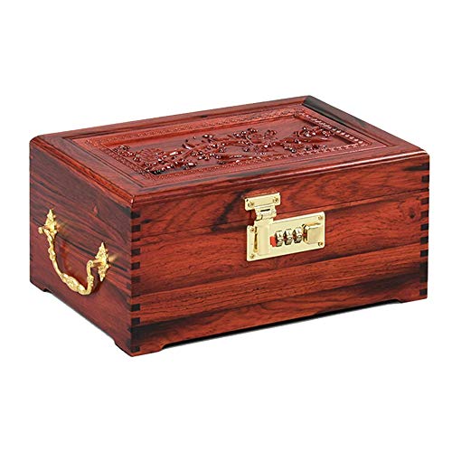 Joyero Mujer Chino joyas retro caja de almacenamiento de la antigüedad clásica Vestir Día de la caja de madera creativo cumpleaños regalo de San Valentín ( Color : Rojo , tamaño : 25×17×12.5cm )