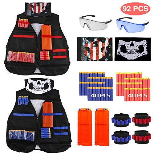 joylink Chaleco Táctico Niño, Kit de Chaleco táctico Rojo y Azul para Nerf Guns Serie N-Strike Elite con 80 Dardos de Espuma joylink Chaleco Táctico Niño, Kit de Chaleco táctico Rojo y Azul para Nerf Guns Serie N-Strike Elite con 80 Dardos de Espuma