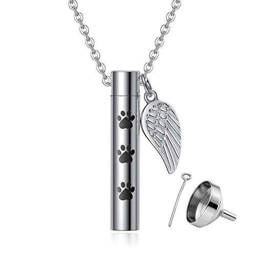 JSDDE Collar con colgante de urna de cremación para abrir, con cadena, alas, collar de urna de recuerdo, joya con kit de relleno de embudo