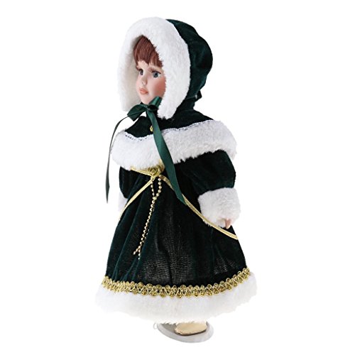Juguete de Muñeca Chica de Porcelana de Vendimia con Ropa Dollhouse Miniature Accessories - Verde, 30cm