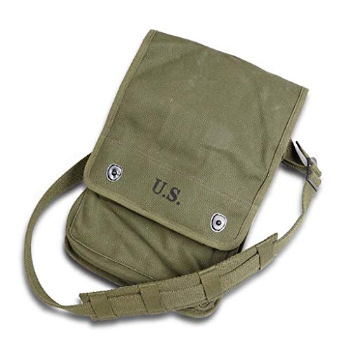 JXS Bolsa WW2 EE.UU. Ejército táctico Hombro Verde Retro Bolsa de Mano para el Senderismo y la Caza 34 x 10 x 22.5CM