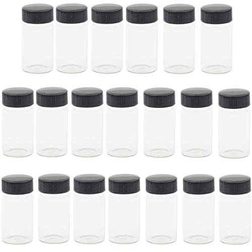 KAHEIGN 20 Piezas Viales de Vidrio Transparente, 20ml 2/3 Oz Muestra de Botellas de Vidrio con Tornillo de Plástico Tapa Negra Contenedor de Viales de Laboratorio Transparente KAHEIGN 20 Piezas Viales de Vidrio Transparente, 20ml 2/3 Oz Muestra de Botellas de Vidrio con Tornillo de Plástico Tapa Negra Contenedor de Viales de Laboratorio Transparente