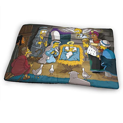 KANKANHAHA Alfombrilla para cama de perro de Anime Cartoon Simpsons suave, lavable, antideslizante, colchón para perros y gatos de 132 x 86 cm